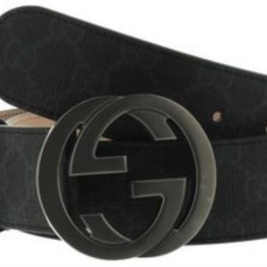 Men Gucci Black Leather Belt 38-42 NEW IN BOX
